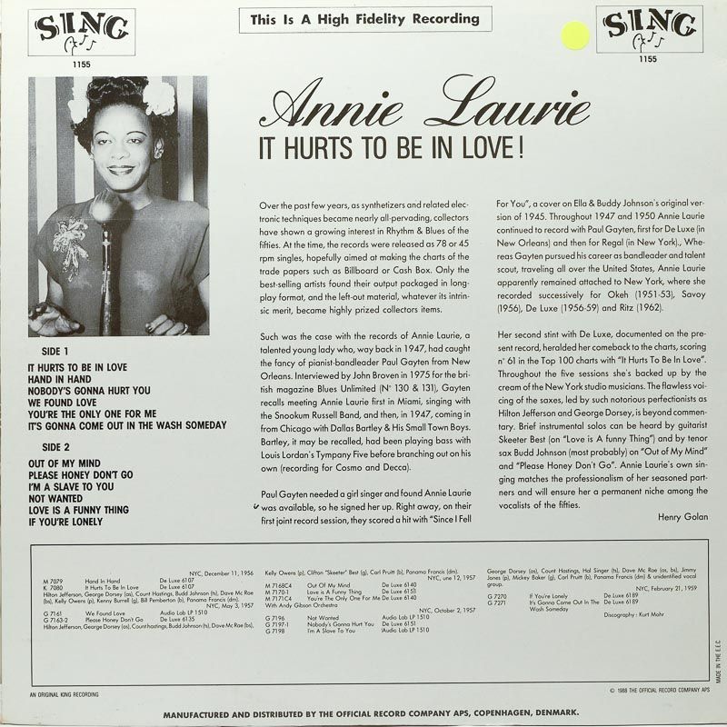 Annie Laurie It Hurts To Be In Love