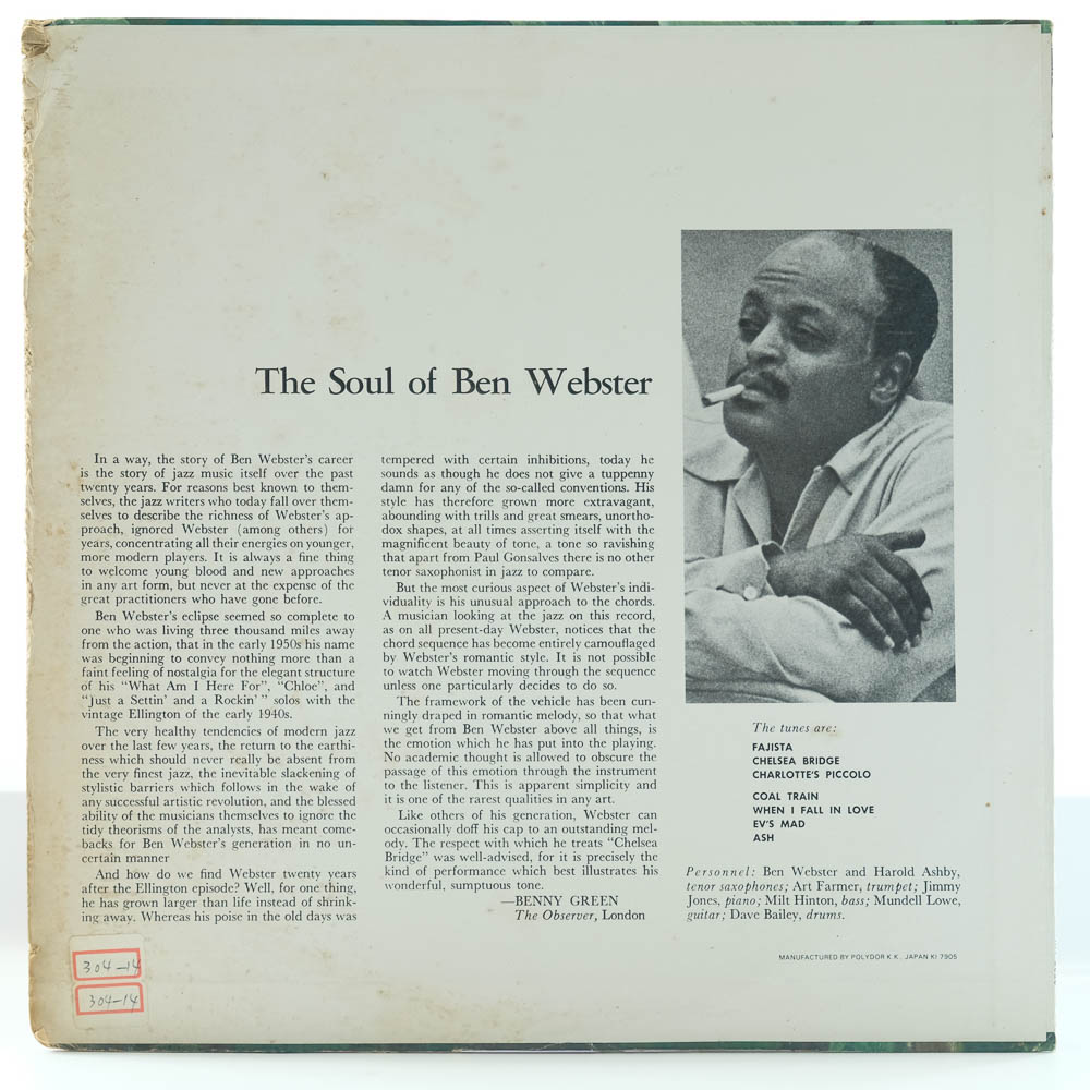 Ben Webster The Soul Of Ben Webster Raw Music Store