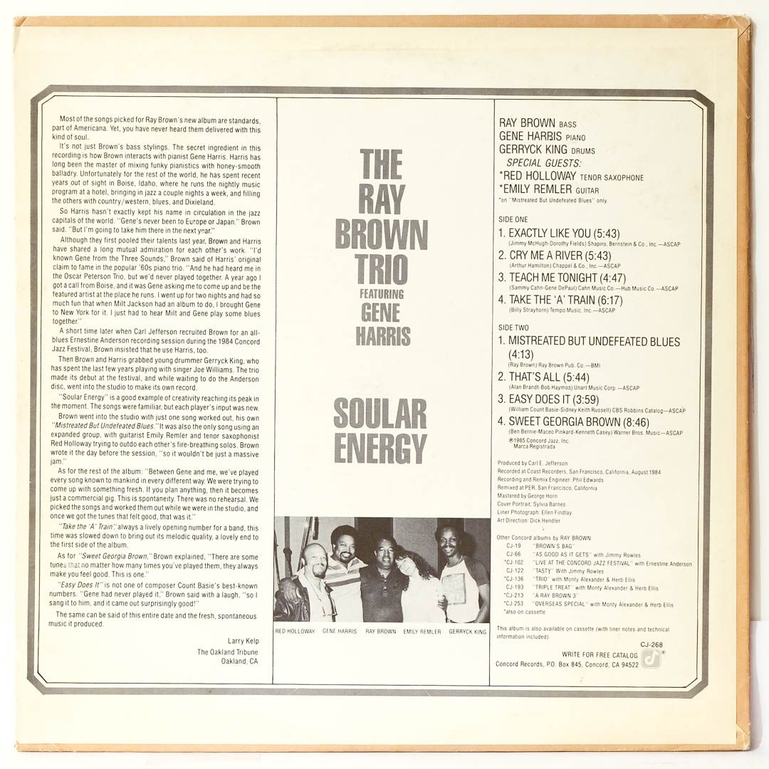 Ray Brown Trio Feat. Gene Harris - Soular Energy - Raw Music Store